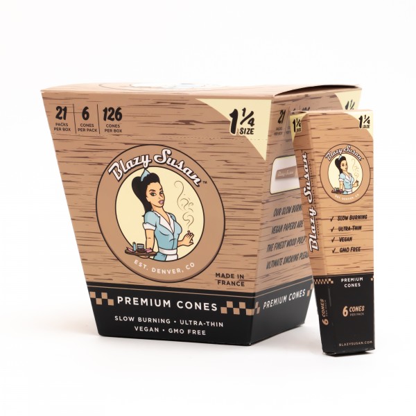 Blazy Susan 6 Pack Unbleached Cones Display Box, thc, , dry herb